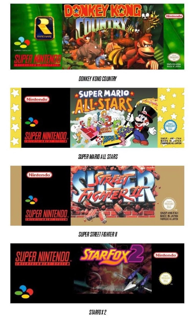 SNES Classic Mini Retroflag Cartridge Sticker Replica PAL Designs