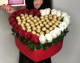 Bouquet de luxe personnalisé chocolats Ferrero Rocher - Coffret Cadeau.