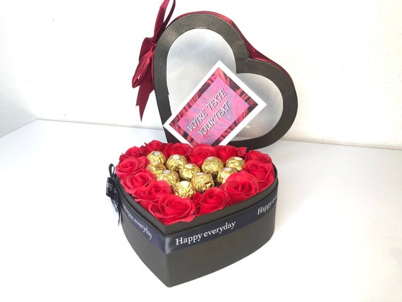 Ferrero Rocher Heart Bag Chocolate Box Personalized Gift and Card 