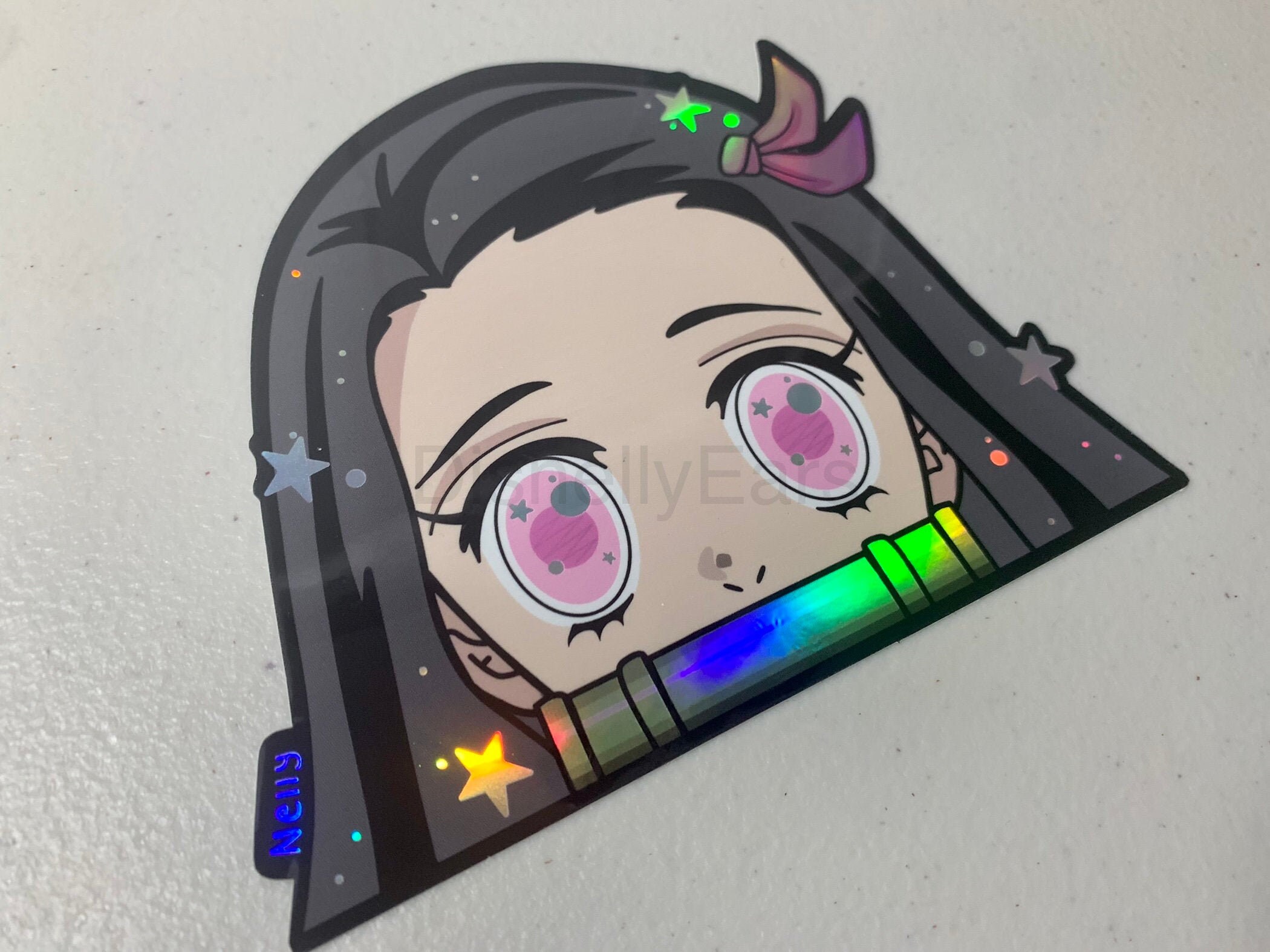 Holographic Anime Manga Girl Car Peeker Sticker