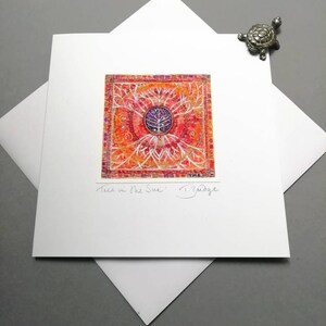 HANDMADE CARD - Tree in the Sun. From an original painting. Made & signed by the artist. 14x14cm, includes envelope.