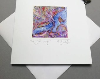 HANDMADE CARD - The Bird Sings. Handmade to order. 14x14cm, includes envelope. Sparkle.
