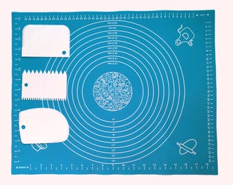 Silicone Baking Mat with Cutters: Non-Stick Dough Kneading, 40x50cm