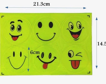 Reflective Visibility Stickers bear football smiley face paws 2 x Sheets