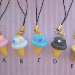 Ice cream phone charm Bag charm cute fun star pastel colour Food charms Summer Icecream cone 3D Charm Chocolate Ice Cream Vanilla Ice cream