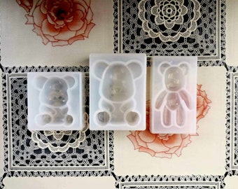 Cute Silicone small Teddy bear 3D mould Resin Craft DIY Keyring Jewellery