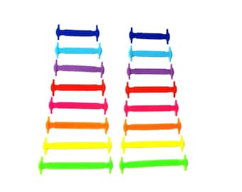 Silicone No Tie Shoelaces: Colorful Trainer Laces - 16 Piece Set