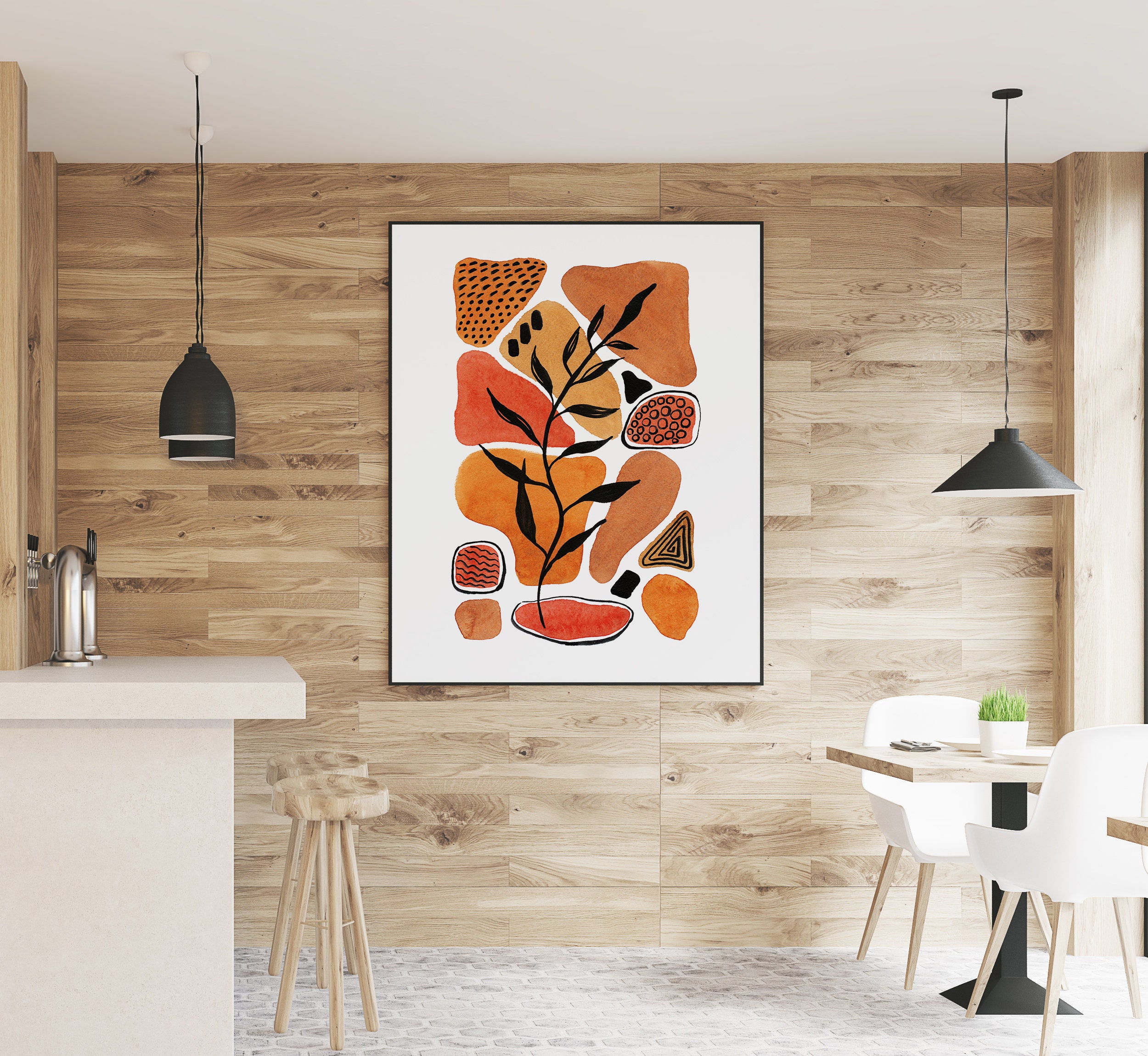 Burnt Orange Decor Mid Century Modern Art Modern Wall Art | Etsy