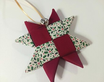 Folded Fabric Christmas Fröebel Star Decoration