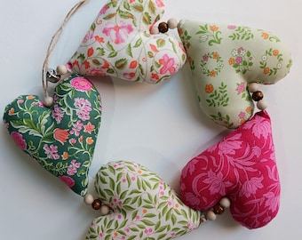 Liberty Fabric Hanging Hearts string garland