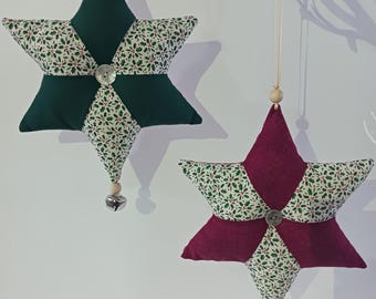 Patchwork Star Hanging Christmas Decoration