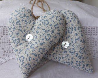 Vintage Laura Ashley Fabric Hanging Hearts Wild Cherry Smoke Pair of Door Hanger Decorations Decorative Ornament x2