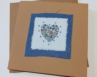 Upcycled Liberty Fabric Heart Card