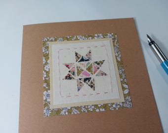 Patchwork Star Hand Stitched Card
