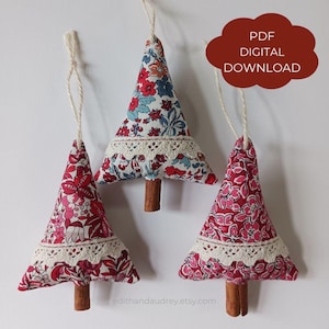 Cinnamon Christmas Tree Decoration Tutorial - PDF download Make your own fabric Xmas ornaments
