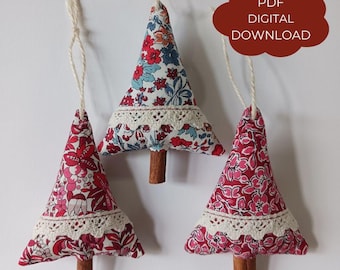 Cinnamon Christmas Tree Decoration Tutorial - PDF download Make your own fabric Xmas ornaments