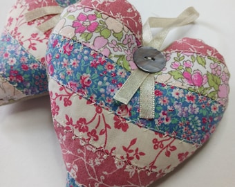 Upcycled Patchwork Hanging Heart Decoration