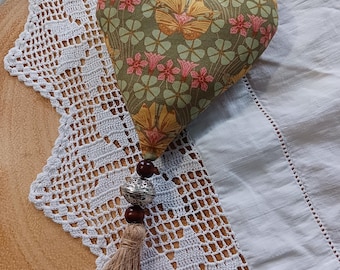 Maurice Pillard Verneuil fabric boho beaded tassel hanging heart decoration