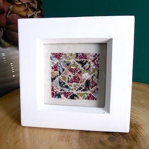 Hand stitched Vintage Patchwork Quilt style Textile Art Miniature Framed Picture