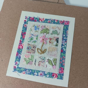 Patchwork Flower Hand Stitched Birthday or Thank You Card