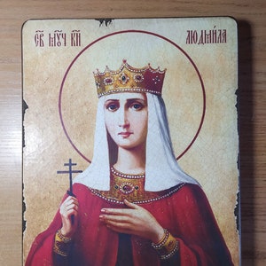 Holy Martyr Princess Lyudmila, Religious Icon, Gift for Believer, Orthodox Icon, handmade icon