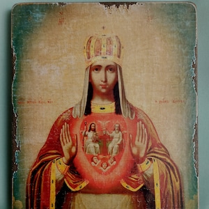 Heaven and Temple of the Divine, Image of the Most Holy Theotokos, handmade copy of an ancient icon