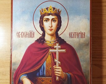 Saint Catherine Icon, Handmade Religious Gift