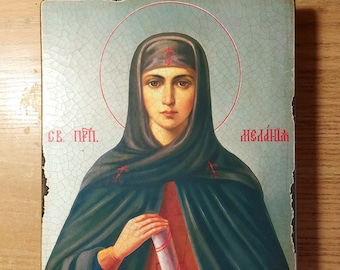 Saint Reverend Melania, Religious Icon, Gift for Believer, Orthodox Icon, handmade icon