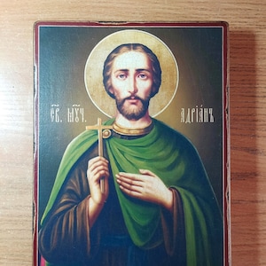 Holy Martyr Adrian, Religious Icon, Gift for Believer, Orthodox Icon, handmade icon