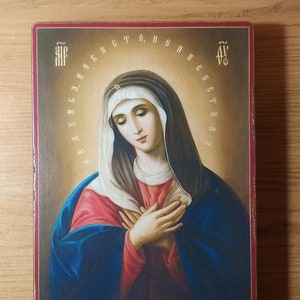 Icon of the Mother of God, Tenderness of the Most Holy Theotokos, handmade copy of the ancient icon of the Mother of God