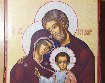 Handmade Holy Family Icon – Religious Gift, Orthodox Art