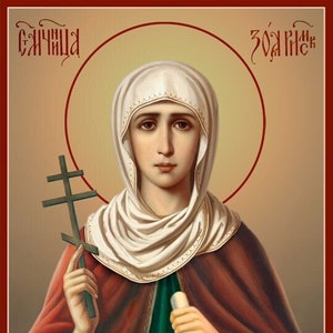Holy Martyr Zoya of Rome, copy of the ancient handmade icon, religious gift