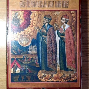 Holy Princes Boris and Gleb, Orthodox handmade icon, a gift to the believer.
