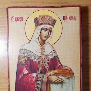 Icon of the Holy Equal-to-the-Apostles Empress Helena, copy ancient icons of handmade wood, Orthodox icon