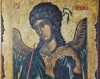 Archangel Gabriel, copy of the ancient handmade icon, Religious gift