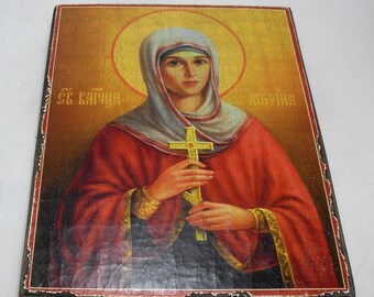 Holy Great Martyr Marina, Religious Icon, Gift for Believer, Orthodox Icon, handmade icon