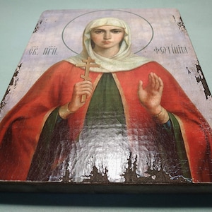 Christian Icon of Saint Svetlana (Photinia), Religious Icon, Gift for Believer, Orthodox Icon, handmade icon