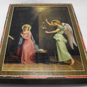 Annunciation to the Most Holy Theotokos, Religious Icon, Gift for Believer, Orthodox Icon, handmade icon