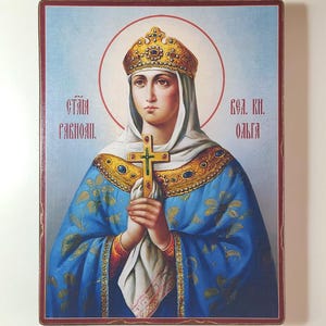 Holy Equal to the Apostles Grand Duchess Olga, copy of the ancient handmade icon, religious gift