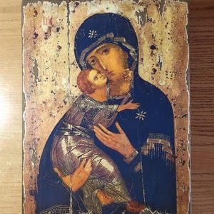 Vladimir Icon of the Holy Mother of God, antique orthodox icon, Handmade custom icons