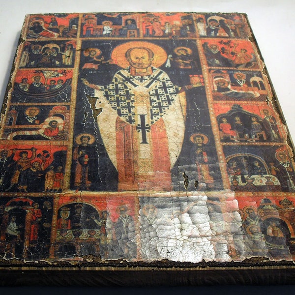 Saint Nicholas the Wonderworker life, Religious Icon, Gift for Believer, Orthodox Icon, handmade icon