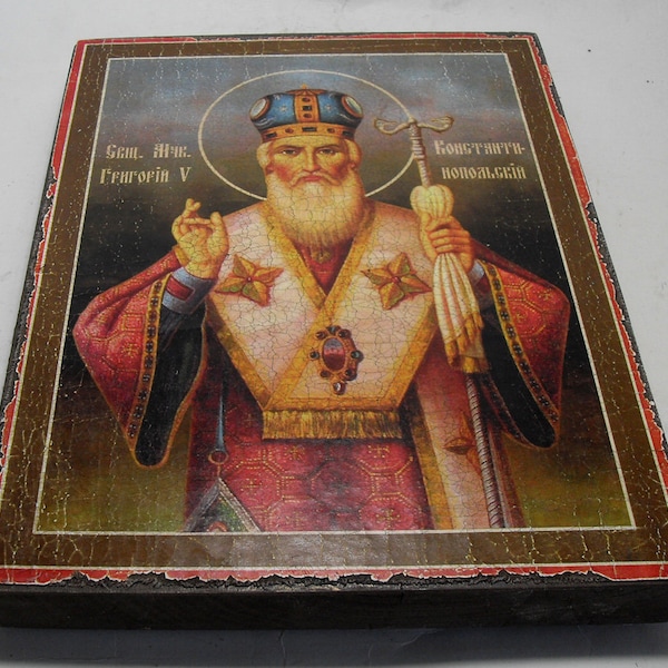 Handmade copy of the ancient icon of St. Gregory, Orthodox icon, Religious gift, personal icon