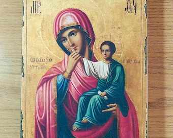Joy and Consolation Blessed Virgin Mary, Icon of the Mother of God, handmade copy of an ancient Orthodox icon