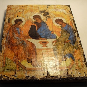 Holy Trinity (&quot; Hospitality of Abraham &quot;) - an icon of the Holy Trinity, written by Andrei Rublev in the XV century, antique icon