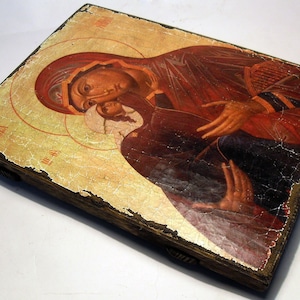 Holy Righteous Anna, Mother of the Blessed Virgin Mary, Religious Icon, Gift for Believer, Orthodox Icon, handmade icon