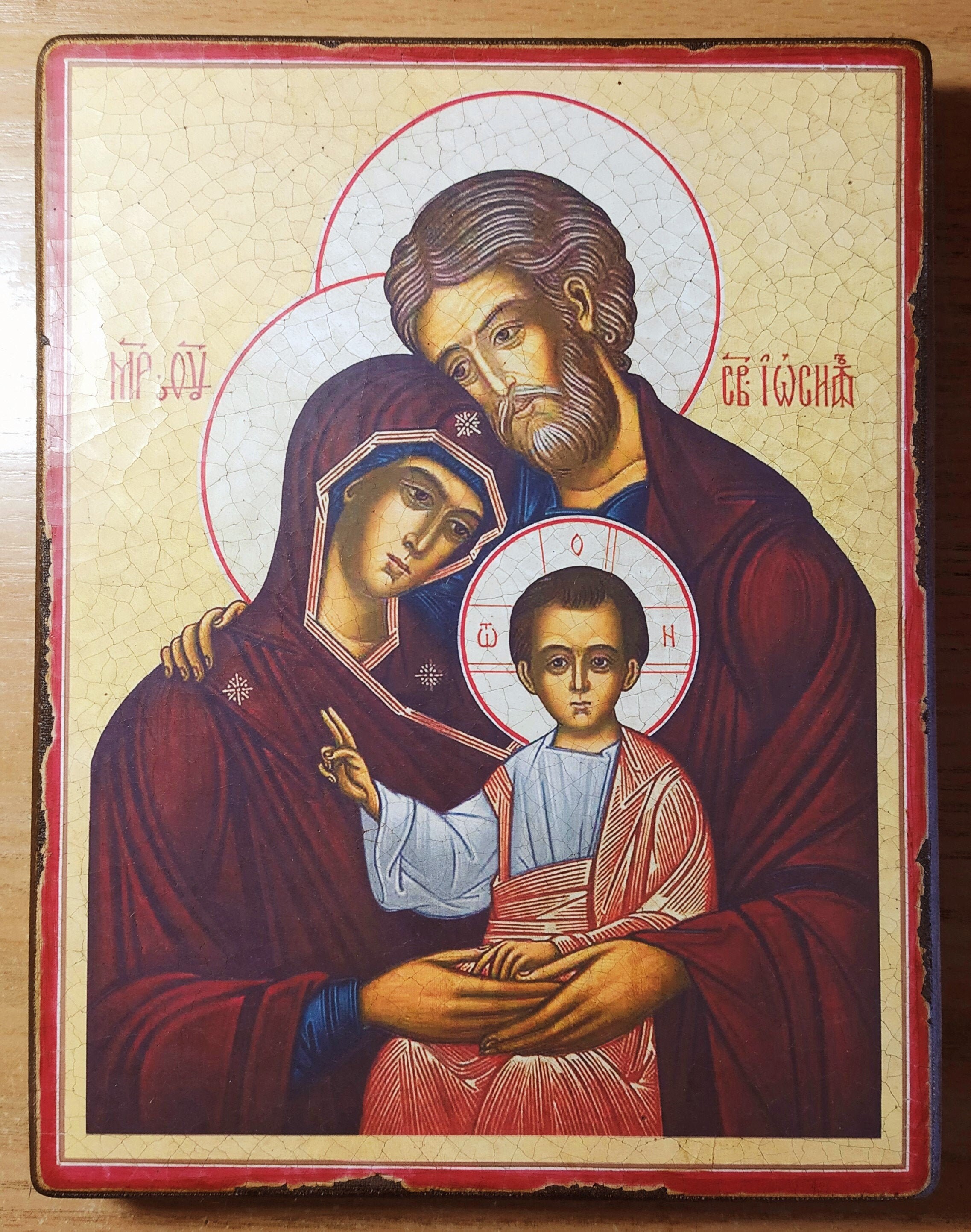 Christliche Ikone - Heilige Familie, religiöse Ikone, Geschenk für  Gläubige, kybernetische Ikone, handgemachte Ikone - Etsy Österreich, image size:2274x2884