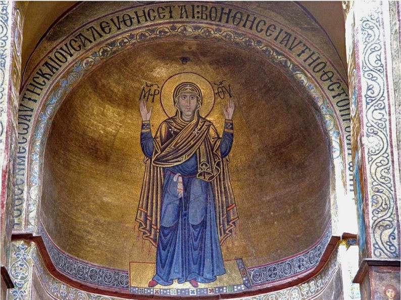 Oranta, Unbreakable Wall, Icon of the Mother of God, handmade copy of an ancient Orthodox icon image 5