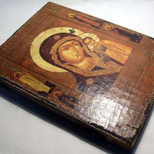 Our Lady of Kazan, Icon of the Most Holy Theotokos of Kazan, handmade copy of an ancient Orthodox icon