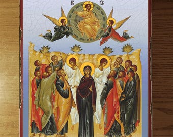 Icon - Ascension of Jesus Christ, Christian Orthodox icon, Religious gift, Antique Orthodox icon, Handmade icon