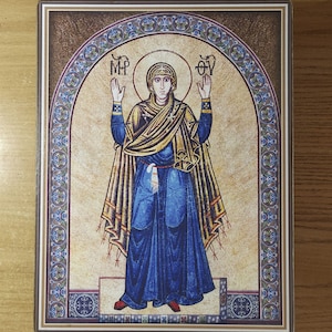 Oranta, Unbreakable Wall, Icon of the Mother of God, handmade copy of an ancient Orthodox icon image 1